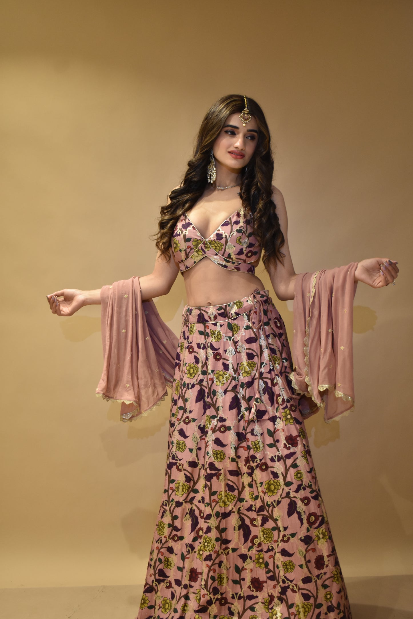 Floral Design with minimal Thread Embraided Lehenga