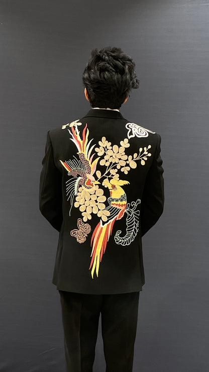 Thread Embroided Print Tuxedo