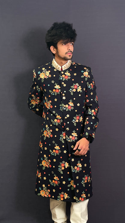 Floral Print Sherwani