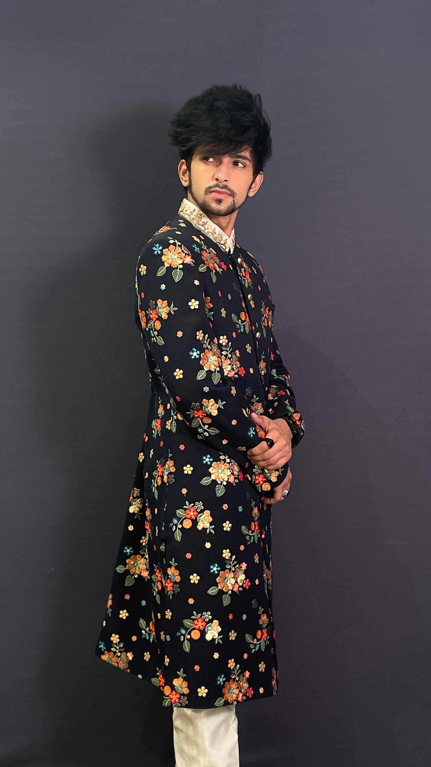 Floral Print Sherwani