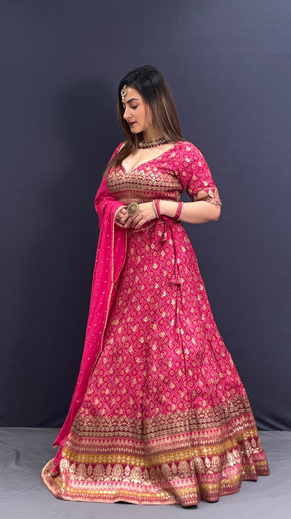 Rani Pink color Lehenga