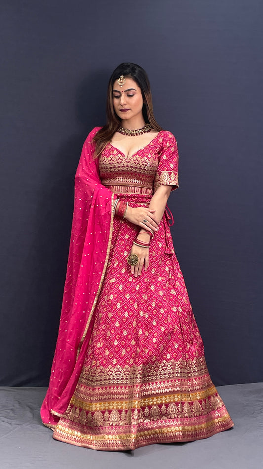 Rani Pink color Lehenga