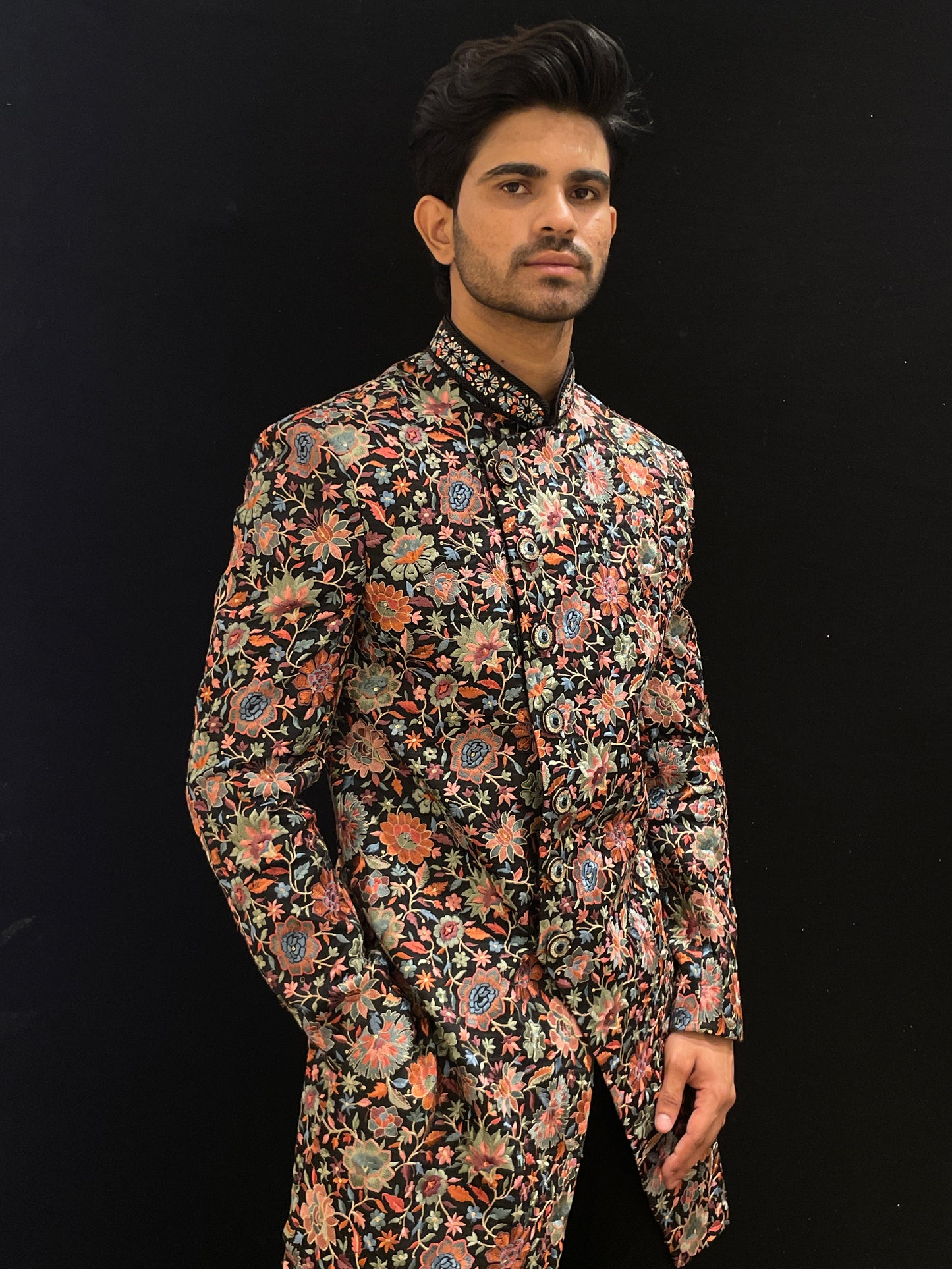 Handmade floral designed Sherwani